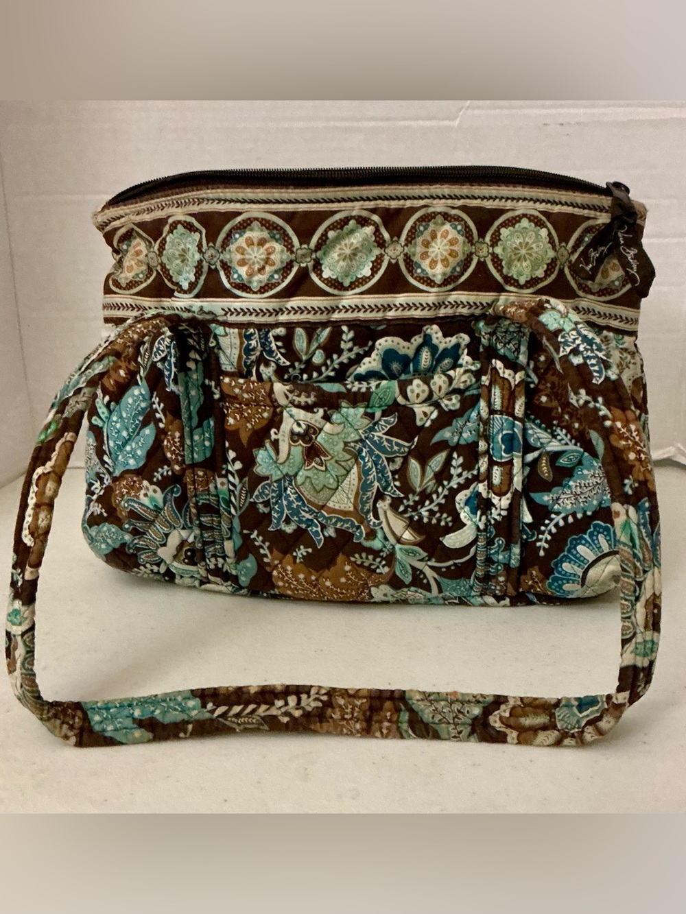 Vera Bradley Maggie Java Blue Shoulder Bag Retired Y2K Quilted Purse